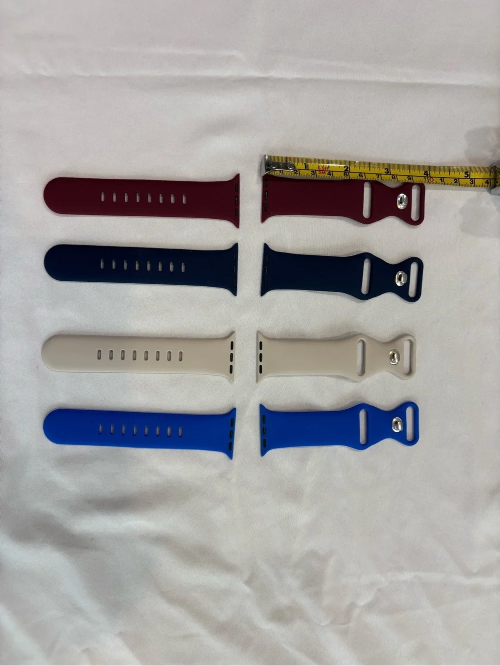 Silicone Apple Watch Bands - Maroon, Navy, Cream, Royal Blue Set of 4 38mm